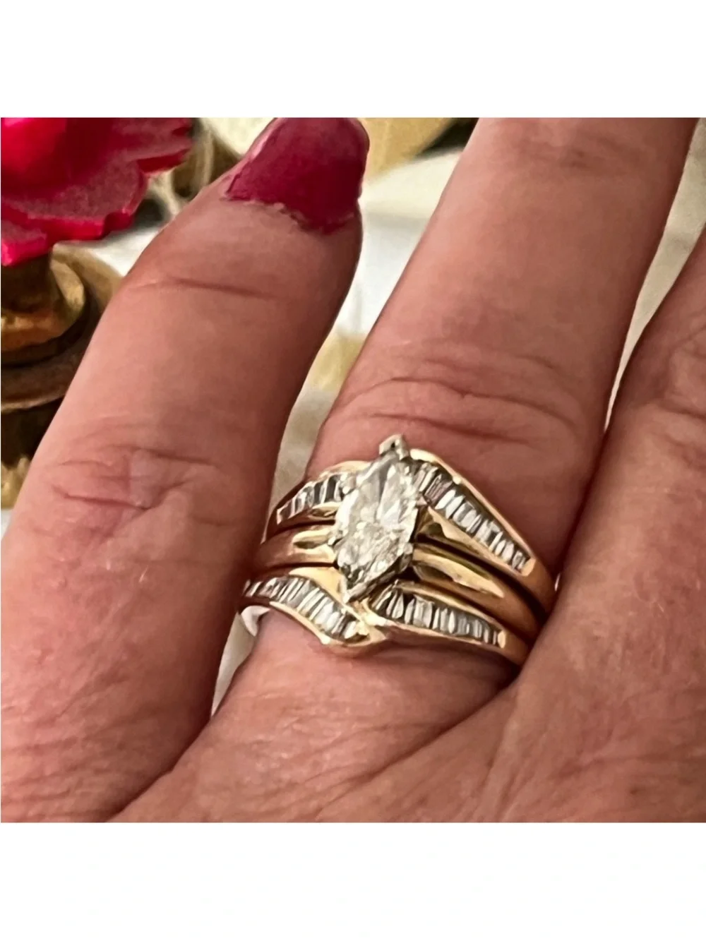 Marquise-Cut Ring Set Women's Wedding Jewelry